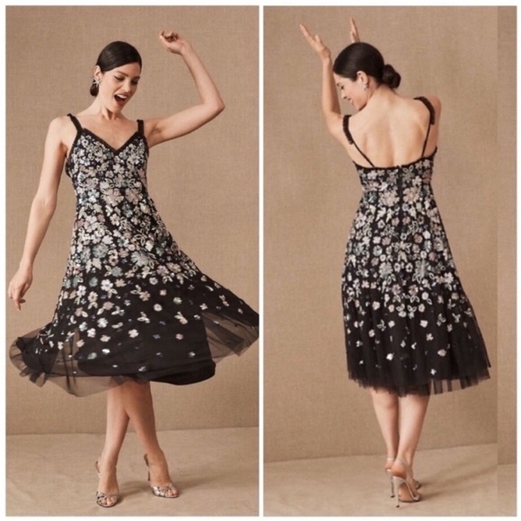 Needle & Thread BHLDN Wildflower Floral Sequin Embellished Midi Dress NWT - Picture 1 of 11